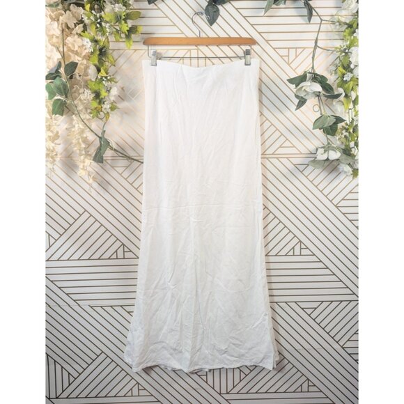 H&M White Linen Blend Maxi A-Line  Flowy Pull On Skirt Boho Summer Size M - Picture 1 of 5